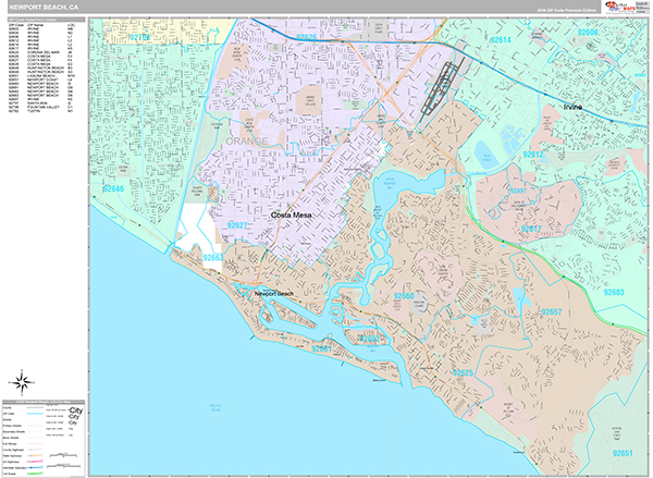Newport Beach Map Premium Style